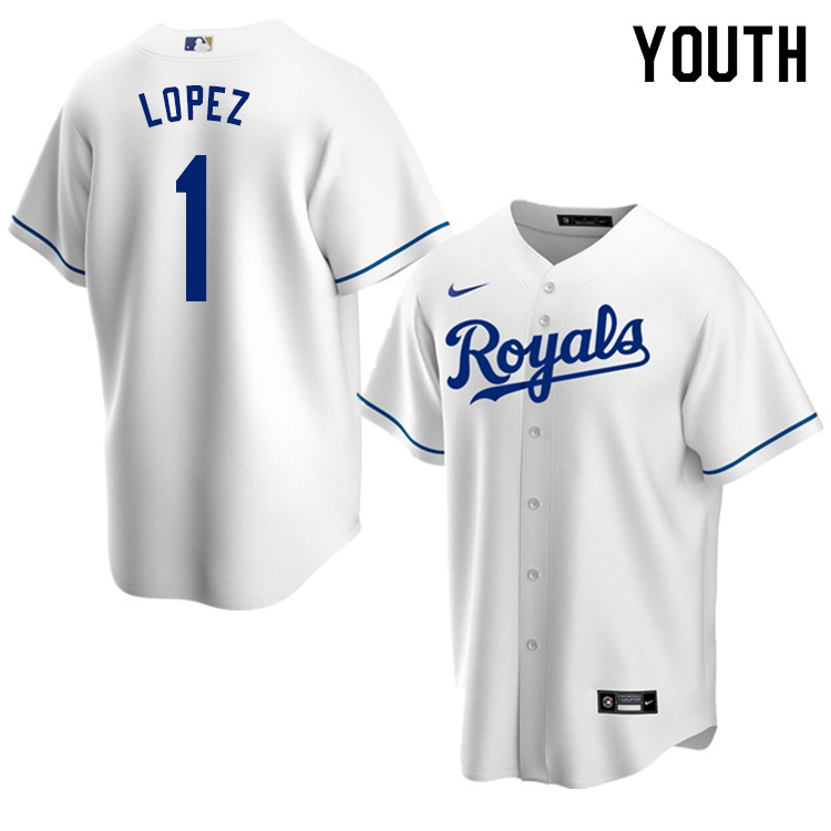 Nike Youth #1 Nicky Lopez Kansas City Royals Baseball Jerseys Sale-White